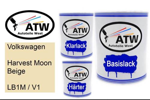 Volkswagen, Harvest Moon Beige, LB1M / V1: 1L Lackdose + 1L Klarlack + 500ml Härter - Set, von ATW Autoteile West.